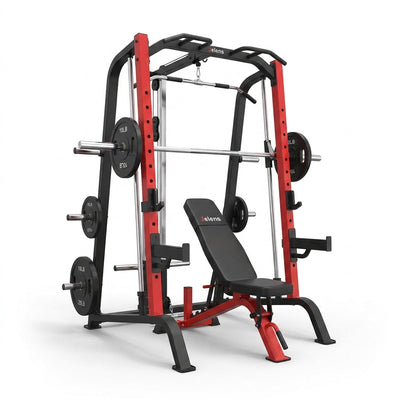 Smith Machine Power Rack Built to Support Full Body Training, 2000LB Capacity, LAT Pulldown System, Squat Rack