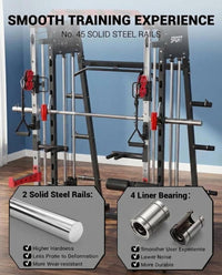 Smith Machine Home Gym, 2200LB Power Cage with Dual Pulley Cable Systems, LAT Pull-Down, Leg Hold-Down & 20+ Attachments for Full Body Workouts