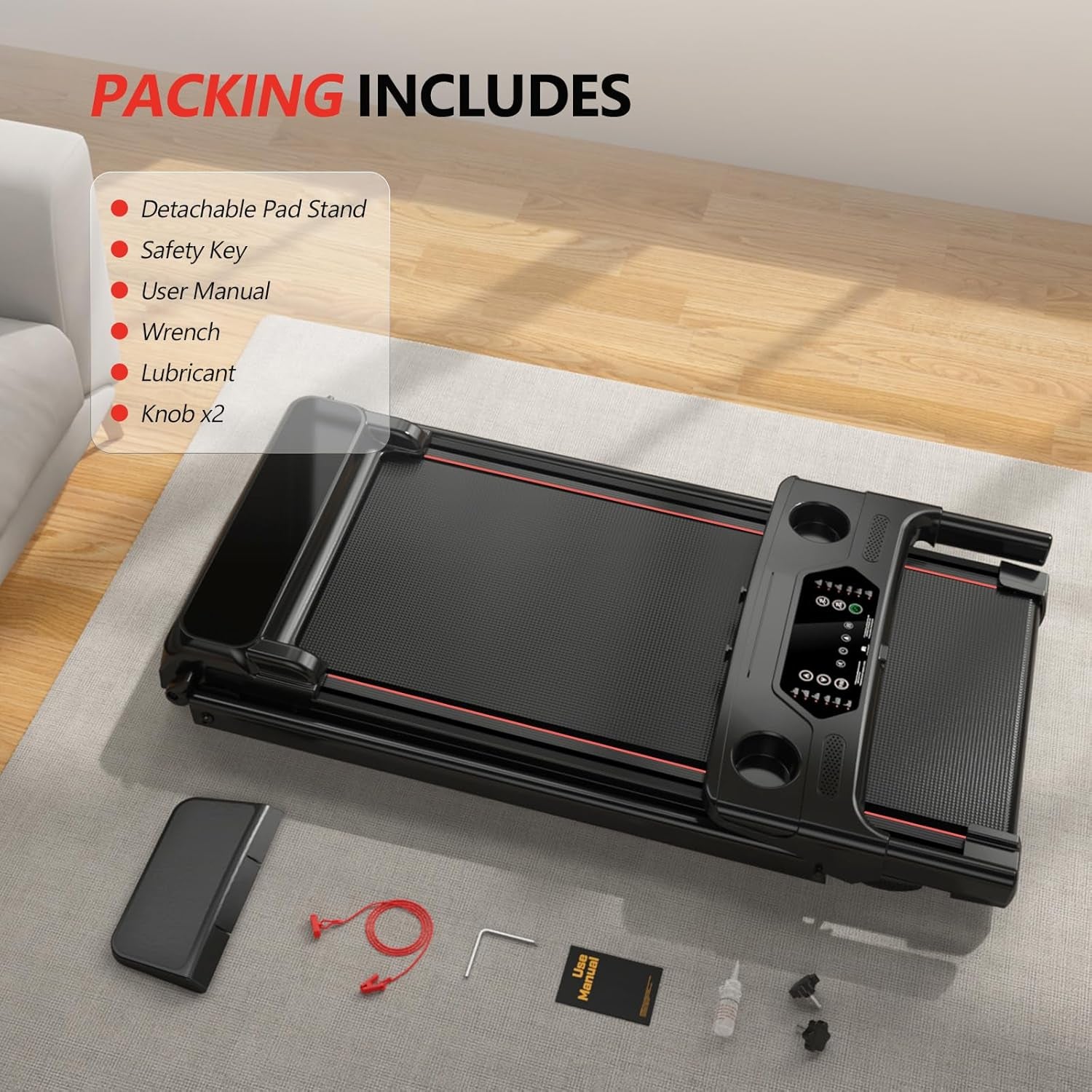 Treadmill with 0-15% Auto Incline, 0.6-7.5MPH Foldable Walking Pad Treadmill with Handle Bar for Home Small, 3.0HP Low Noise Portable Walking Running Machine for Small Space, 350LBS Capacity