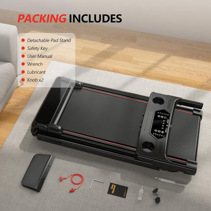 Treadmill with 0-15% Auto Incline, 0.6-7.5MPH Foldable Walking Pad Treadmill with Handle Bar for Home Small, 3.0HP Low Noise Portable Walking Running Machine for Small Space, 350LBS Capacity