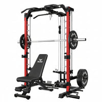 Smith Machine Power Rack Built to Support Full Body Training, 2000LB Capacity, LAT Pulldown System, Squat Rack