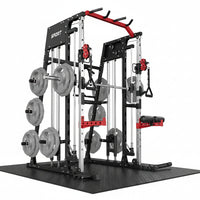 Smith Machine Home Gym, 2200LB Power Cage with Dual Pulley Cable Systems, LAT Pull-Down, Leg Hold-Down & 20+ Attachments for Full Body Workouts