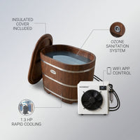 Cold Plunge Tub Built for Home Recovery, 1.3 HP Chiller, Ozone Sanitation, WiFi Control, 54 Inch — infographic