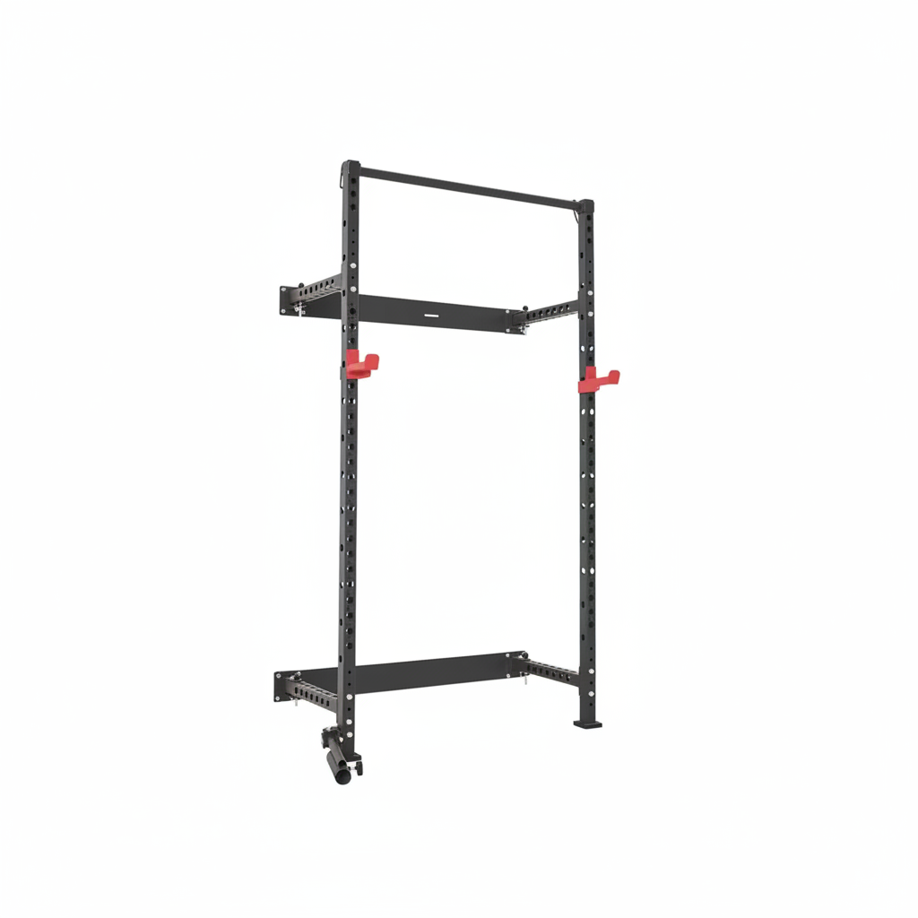 Folding Power Cage, Wall-Mounted Power Rack Squat Rack, Multifunctional Strength Training Workout Equipment 1000 Lbs.