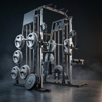 Smith Machine Home Gym, 2200LB Power Cage with Dual Pulley Cable Systems, LAT Pull-Down, Leg Hold-Down & 20+ Attachments for Full Body Workouts — Studio Shot