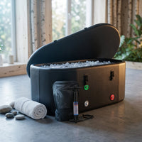 XXL Drop Stitch Ice Bath Tub for Recovery 216 Gal, Compatible with Water Chillers, Cold Plunge Tub with Insulated Lid, Multi-Layer Portable Bathtub for Cold Water Therapy(59In*32.2In*27In) — Studio Shot