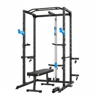 Power Cage Multi-Functional J-Hooks, Dip Handles, Landmine, Cable Pulley for Home Gym