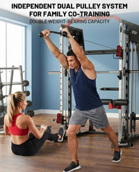 Smith Machine Home Gym, 2200LB Power Cage with Dual Pulley Cable Systems, LAT Pull-Down, Leg Hold-Down & 20+ Attachments for Full Body Workouts